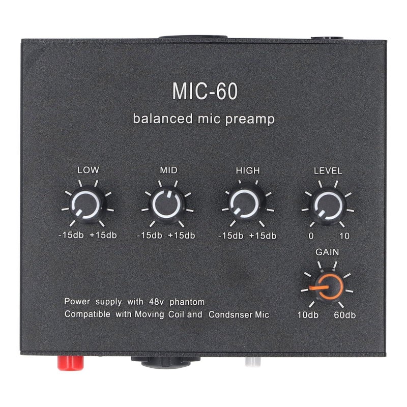 Microphone Preamp XLR 3.5mm 6.5mm Audio Interface 60db Gain 48V Phantom Power Dynamic Condenser Microphone Amplifier - Image 5