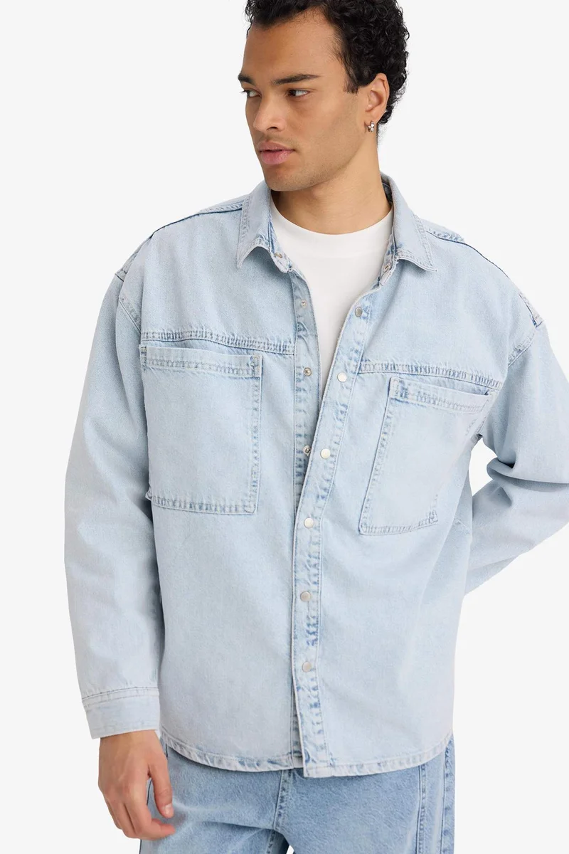ديفاكتو Oversize Long Sleeve Denim Shirt