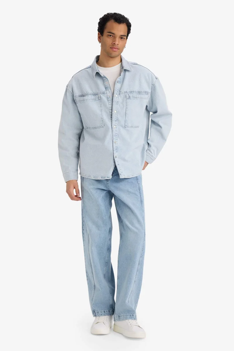 ديفاكتو Oversize Long Sleeve Denim Shirt