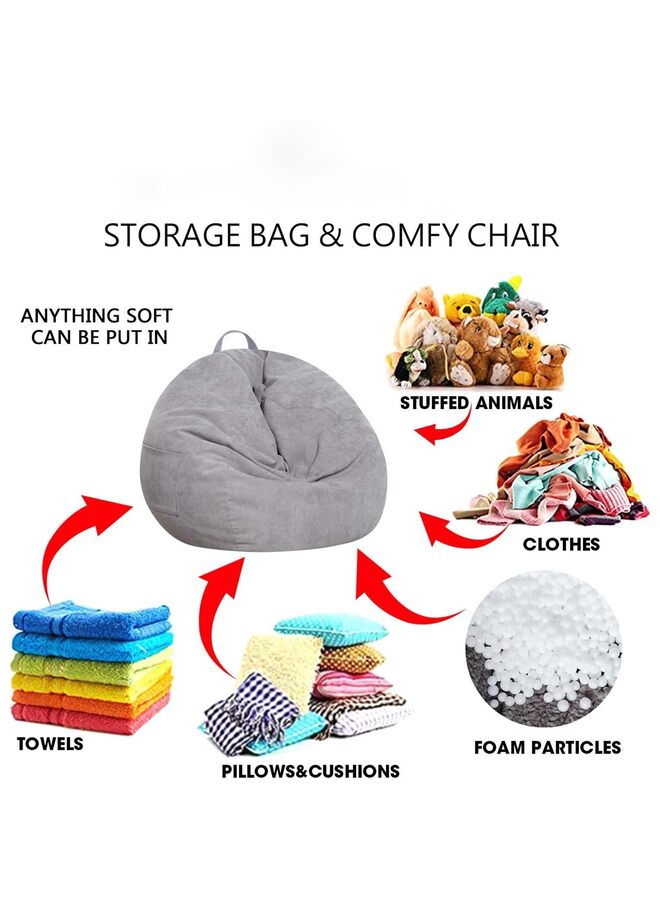 حشو حقيبة فاكهة حيواني غطاء كرسي (لا حشو) للأطفال والبالغين. كيس قمل ناعم فاخر قابل للحشو لتنظيم ألعاب الأطفال أو رغوة الذاكرة كبير إضافي 300 لتر - Image 2