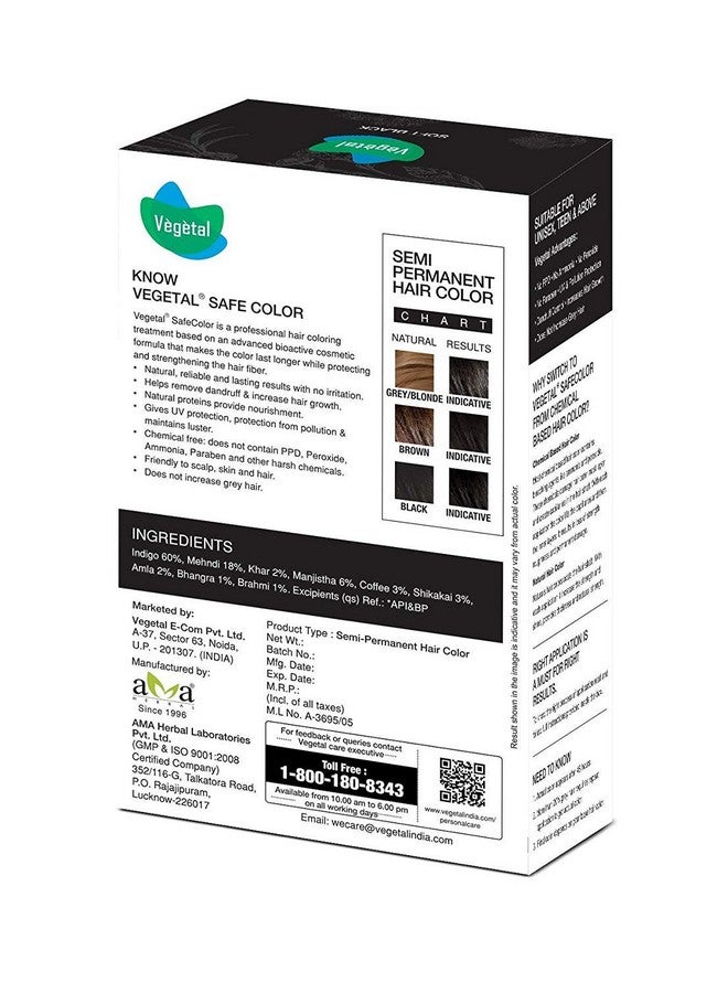 Vegetal Safe Hair Color -Soft Black 100g. - Certified Organic Chemical and Allergy Free Bio Natural Hair Colour with No Ammonia Formula for Men and Women - Image 2