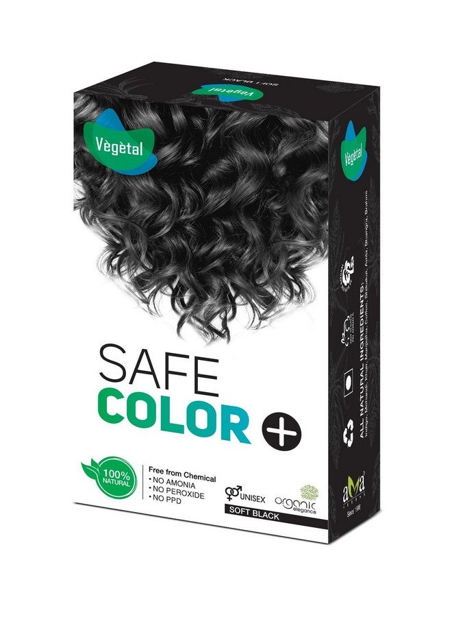 Vegetal Safe Hair Color -Soft Black 100g. - Certified Organic Chemical and Allergy Free Bio Natural Hair Colour with No Ammonia Formula for Men and Women - Image 1