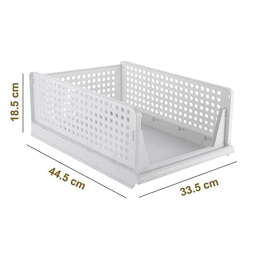 JEYANG Foldable Plastic Wardrobe Organizer - Stackable Storage Solution for Clothes, Ideal for Bathroom, Kitchen, and Bedroom Use (Pack of 12, Blue) - Image 2