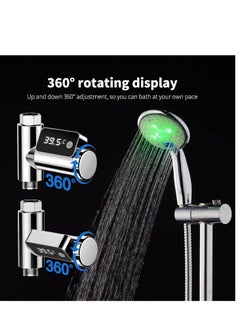 SYOSI Shower Thermometer LED Digital Display Shower Water Thermometer, 360° Rotating Screen, Fahrenheit and Centigrade Display, Baby Bath Water Thermometer for Home Bathroom Kitchen(Silver)  - Image 3