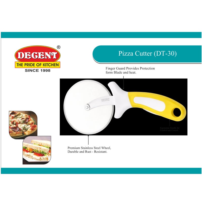 ديسينت ديسنت ستينلس ستيل بيتزا كَتَر | فور إنش (10.16 سم) ويل | 23.36 سم لينث | فينغر غارد آند إيرغونومِك هاندل | شارب كَتَرْز، بيتزا ويل، بيتزا سلايسر – نون سليب هاندل – ديشواشر سيف - Image 4