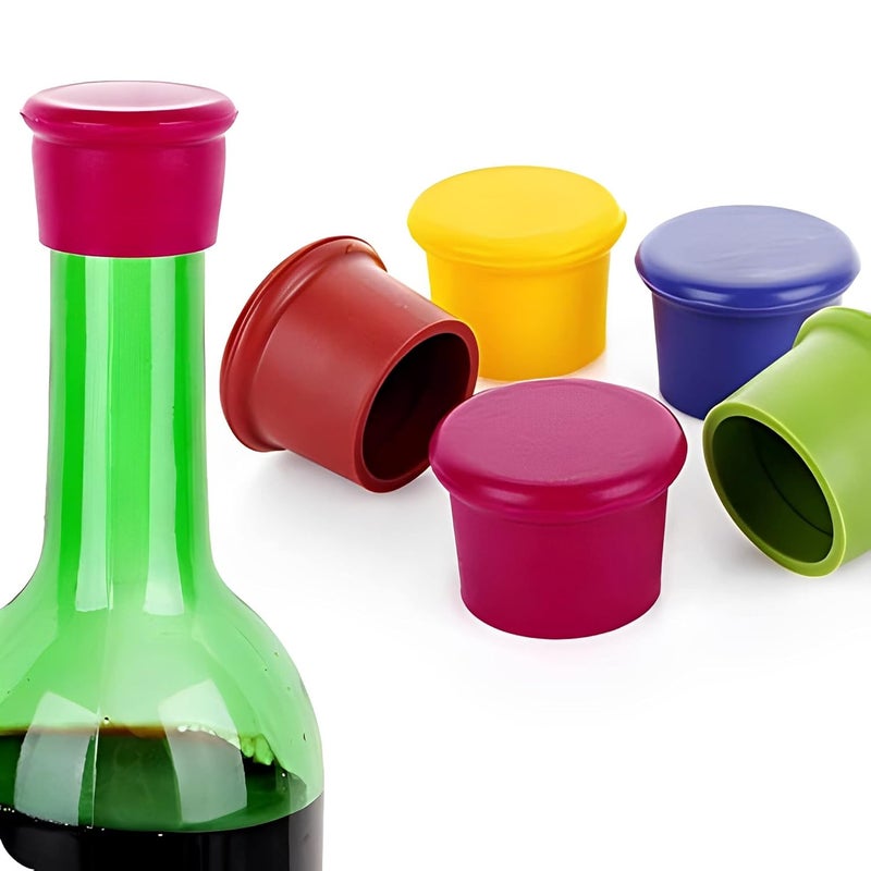 Syga Wine Stoppers Wine Silicone Caps StoppersSilicone Reusable Wine and Beverage Bottle StoppersSet of 5 - Image 4