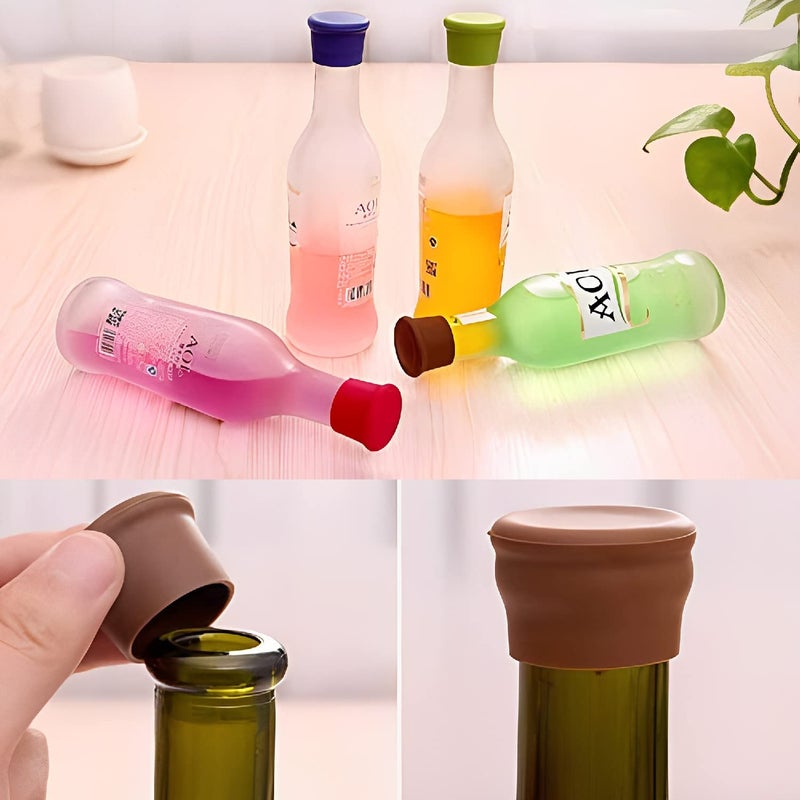 Syga Wine Stoppers Wine Silicone Caps StoppersSilicone Reusable Wine and Beverage Bottle StoppersSet of 5 - Image 2
