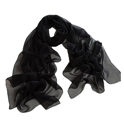 Tapp Collections Fashionable Solid Color Chiffon Scarf - Black - Image 1