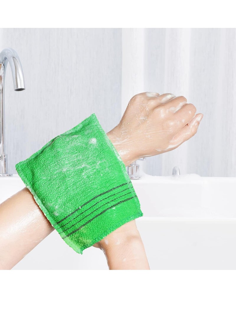 obmwang 6 Pieces Korean Exfoliating Mitts and Washcloth Set, Asian Exfoliating Bath Washcloth and Korean Long Exfoliating Washcloth Towels Back Scrubber for Women Men Shower Washing Exfoliating - Image 3