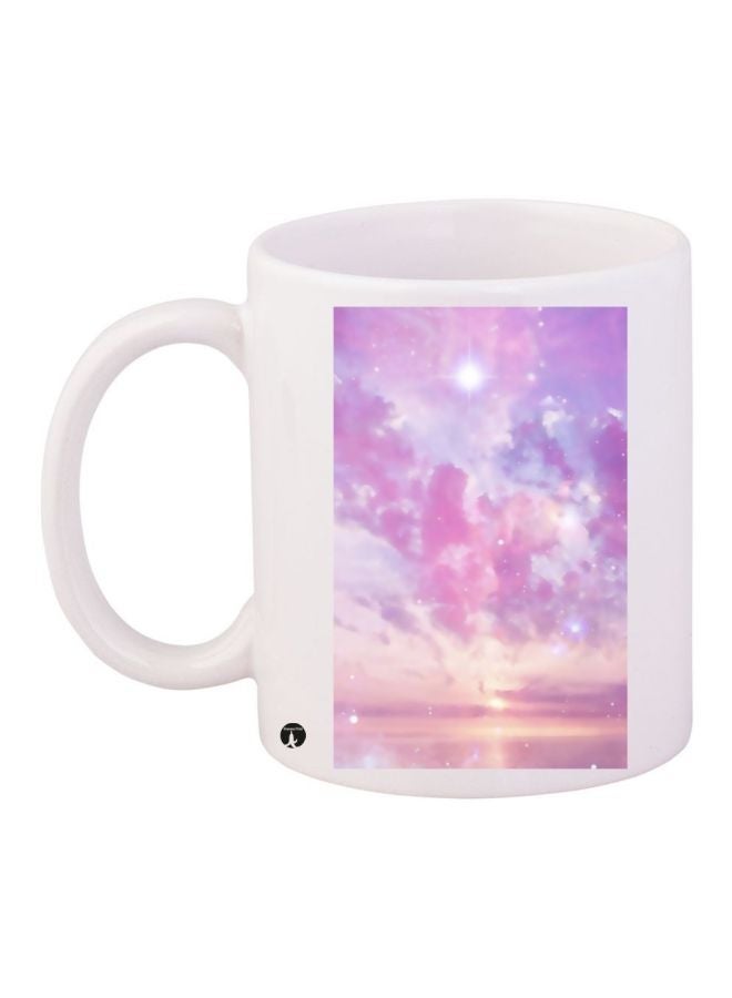 RYN Sky Printed Coffee Mug White/Pink/Purple 11ounce