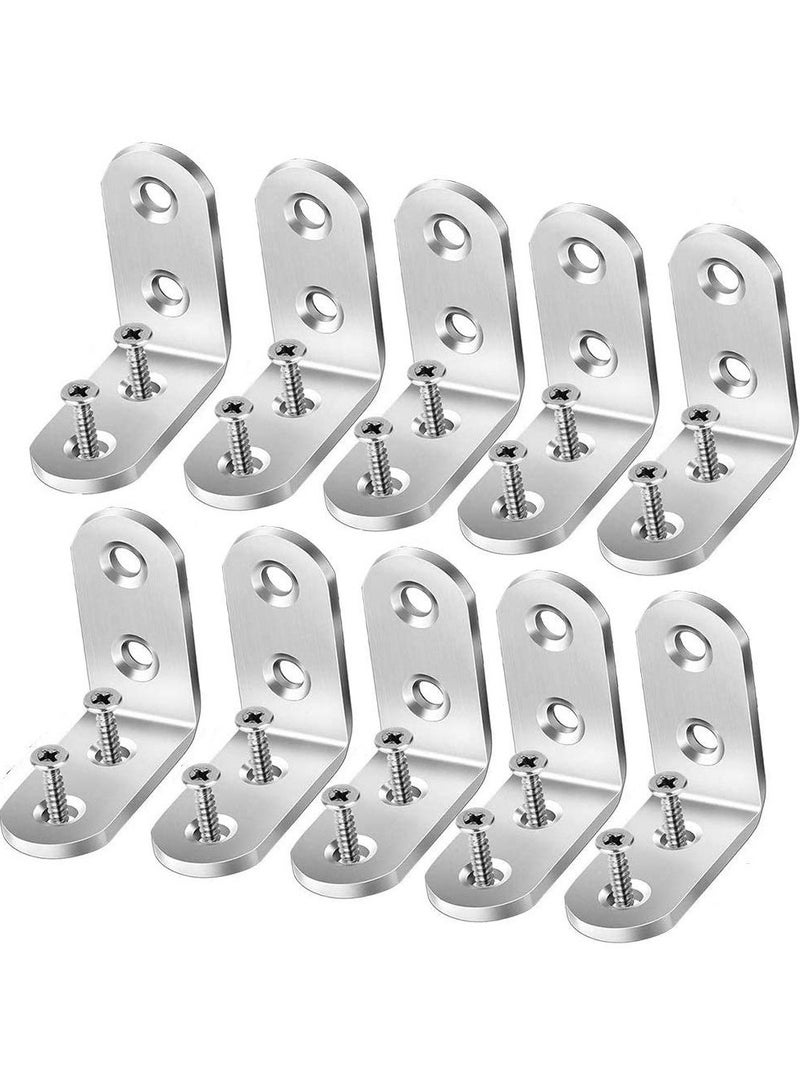 SANMUGEED 12pcs L Brackets 50×50mm Stainless Steel 90 Degree Shaped Angle Corner Bracket with 80 Stainless Screws for Fixing Wood Furniture Tables Chairs Door Window Bookshelves etc - Image 1