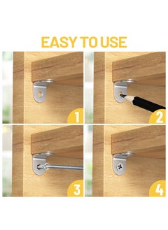 SANMUGEED 12pcs L Brackets 50×50mm Stainless Steel 90 Degree Shaped Angle Corner Bracket with 80 Stainless Screws for Fixing Wood Furniture Tables Chairs Door Window Bookshelves etc  - Image 5