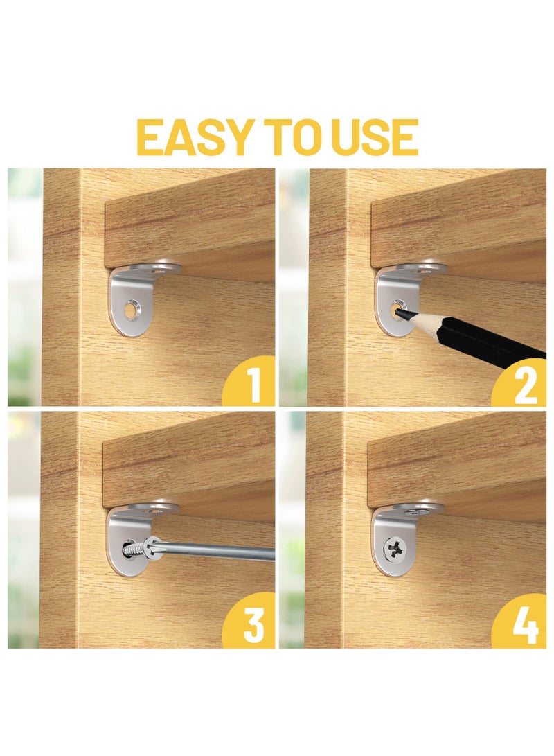 SANMUGEED 12pcs L Brackets 50×50mm Stainless Steel 90 Degree Shaped Angle Corner Bracket with 80 Stainless Screws for Fixing Wood Furniture Tables Chairs Door Window Bookshelves etc - Image 5