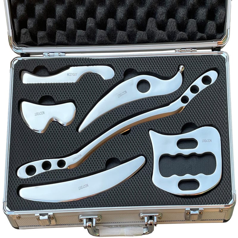 NCCYOOT Gua sha Set IASTM Tool Gua Sha Stainless Steel Muscle Scraper Set of 6 Picese for Soft Tissue Therapy and Reduce ArmsLegsBack Shoulder Muscle Pain6 pcs