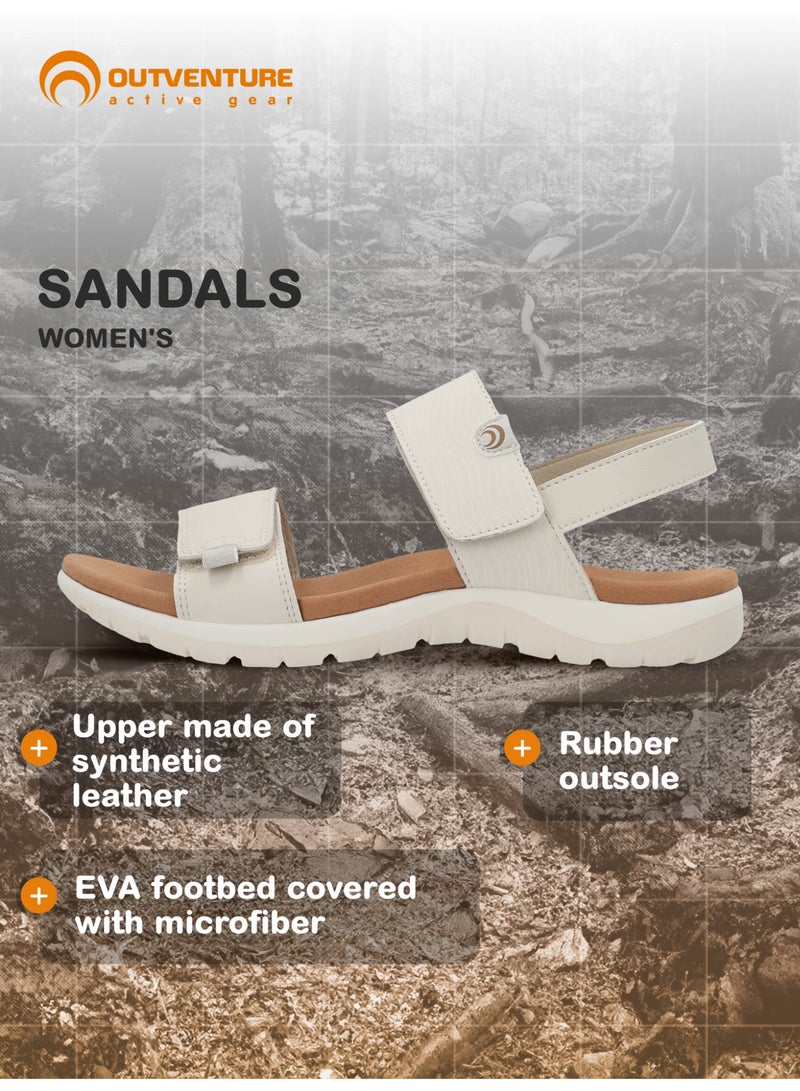 Outventure صنادل نسائية بلون بيج غروب الشمس EU 37، جلد صناعي علوي، أحزمة قابلة للتعديل، قاعدة قدم مريحة، نعل مطاطي متين للأنشطة الخارجية والاستخدام اليومي - Image 2