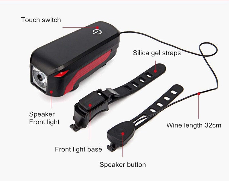 SHIVEXIM USB Rechargeable Bicycle Light Waterproof Quick Release Bike Front Light Speaker Touch Switch Bicycle Light LED Front Light - Image 3