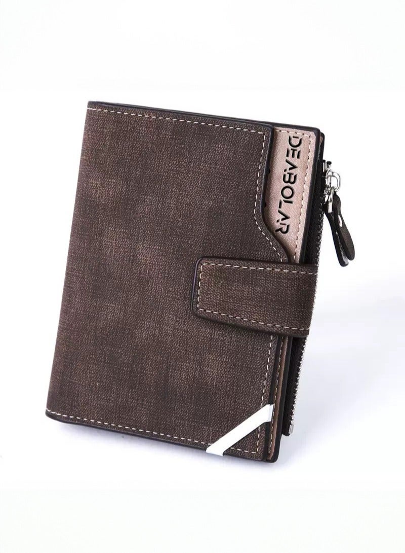 ديبولار رجل محفظة وسط طويل بطاقة ائتمان مشبك بني - Image 1