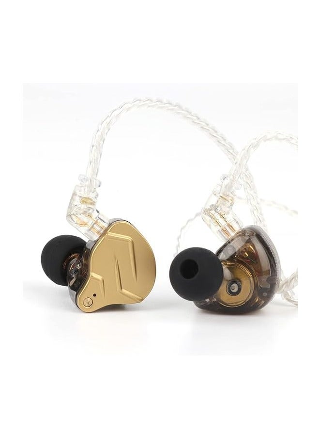 Linsoul KZ ZSN Pro X Dual Driver 1BA+1DD Hybrid Metal Earphones HiFi in-Ear Monitor with Detachable 2Pin Cable, Zinc Alloy Faceplate (With Mic, Gold) - Image 1