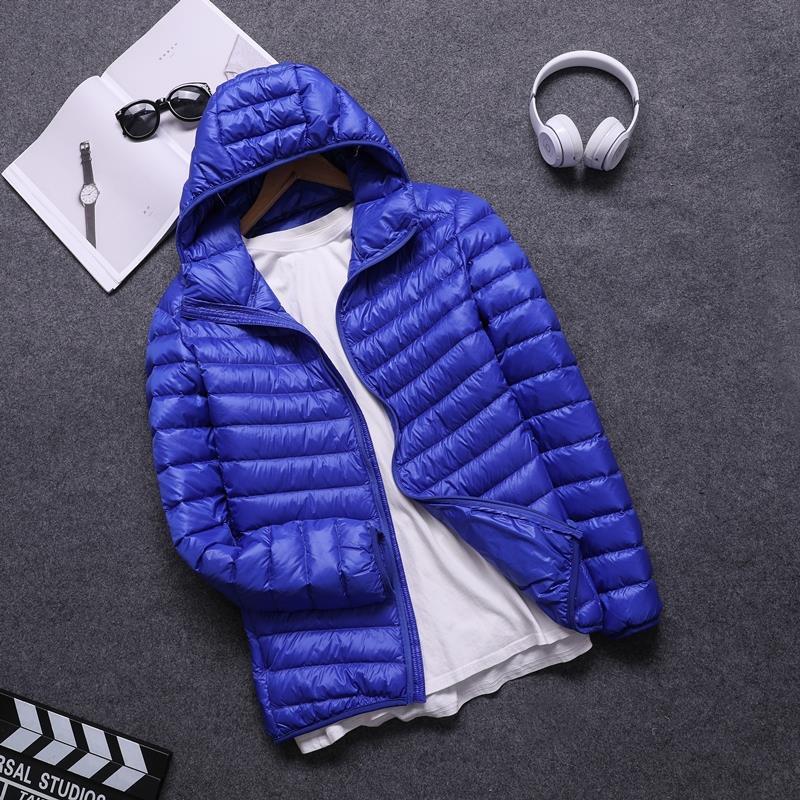 Down cotton-padded jacket mens autumn and winter light medium-old special clearance off-size brand handling short plus size postage Sauer blue male hooded [clearance processing]]