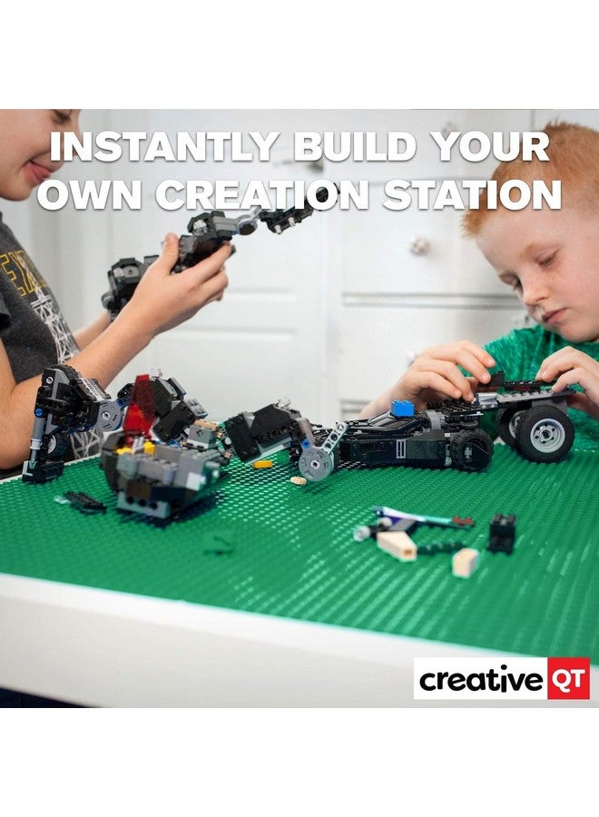 Creative QT MakerBase, Green, 4 Pack, 10”x10” Peel-and-Stick Toy Building Blocks Stackable Baseplates, Bases for Play Tables, Walls, and More, Compatible with All Major Brick Brands - Image 2