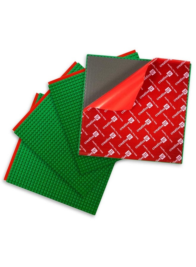 Creative QT MakerBase, Green, 4 Pack, 10”x10” Peel-and-Stick Toy Building Blocks Stackable Baseplates, Bases for Play Tables, Walls, and More, Compatible with All Major Brick Brands - Image 1