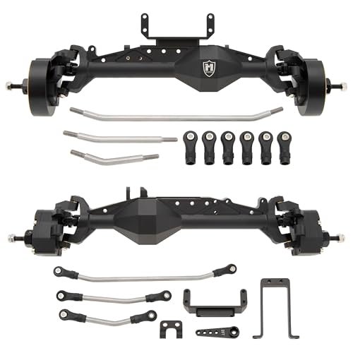 MEUS RACING Capra 19 Portal Axles Kit with Isokinetic 3Section CVDs and Ackerman Steering Structure for Axial Capra 19 4X4 and DIY SCX10 SCX10 II Upgrades Parts Black 4WS - Image 1