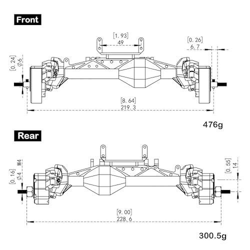 MEUS RACING Capra 19 Portal Axles Kit with Isokinetic 3Section CVDs and Ackerman Steering Structure for Axial Capra 19 4X4 and DIY SCX10 SCX10 II Upgrades Parts Black 4WS - Image 5