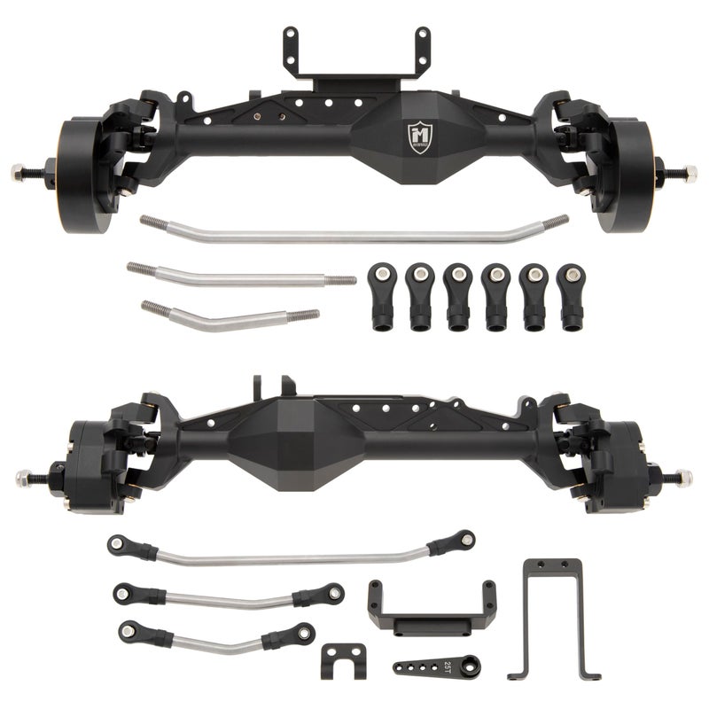 MEUS RACING Capra 19 Portal Axles Kit with Isokinetic 3Section CVDs and Ackerman Steering Structure for Axial Capra 19 4X4 and DIY SCX10 SCX10 II Upgrades Parts Black 4WS - Image 3