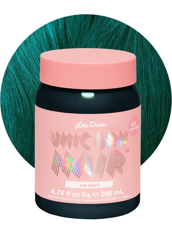 Lime Crime Unicorn Hair Dye Full Coverage, Sea Witch (Rich Teal) - Vegan And Cruelty Free Semi-Permanent Hair Color Conditions & Moisturizes - Temporary Green Hair Dye With Sugary Citrus Vanilla Scent - Image 1