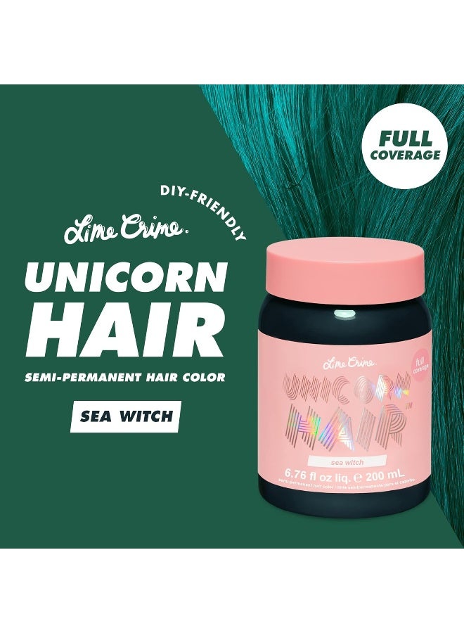 Lime Crime Unicorn Hair Dye Full Coverage, Sea Witch (Rich Teal) - Vegan And Cruelty Free Semi-Permanent Hair Color Conditions & Moisturizes - Temporary Green Hair Dye With Sugary Citrus Vanilla Scent - Image 2