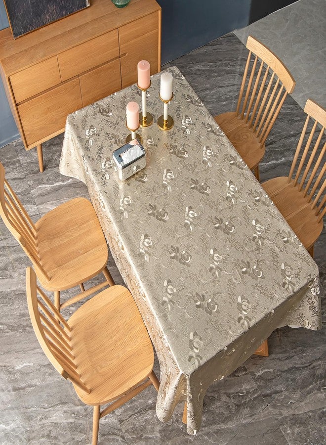 FAVE Gold Tablecloths Vinyl Table Cloth for Kitchen Dining Table Wipeable PVC Tablecloth Cover for Rectangle Table (Gold 55”x78”) - Image 4