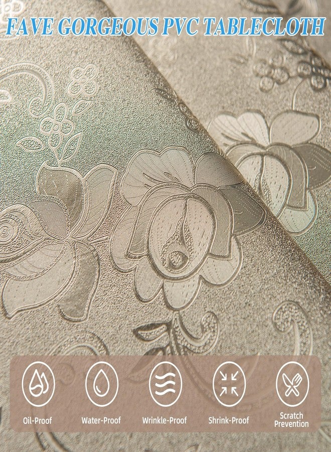 FAVE Gold Tablecloths Vinyl Table Cloth for Kitchen Dining Table Wipeable PVC Tablecloth Cover for Rectangle Table (Gold 55”x78”) - Image 3