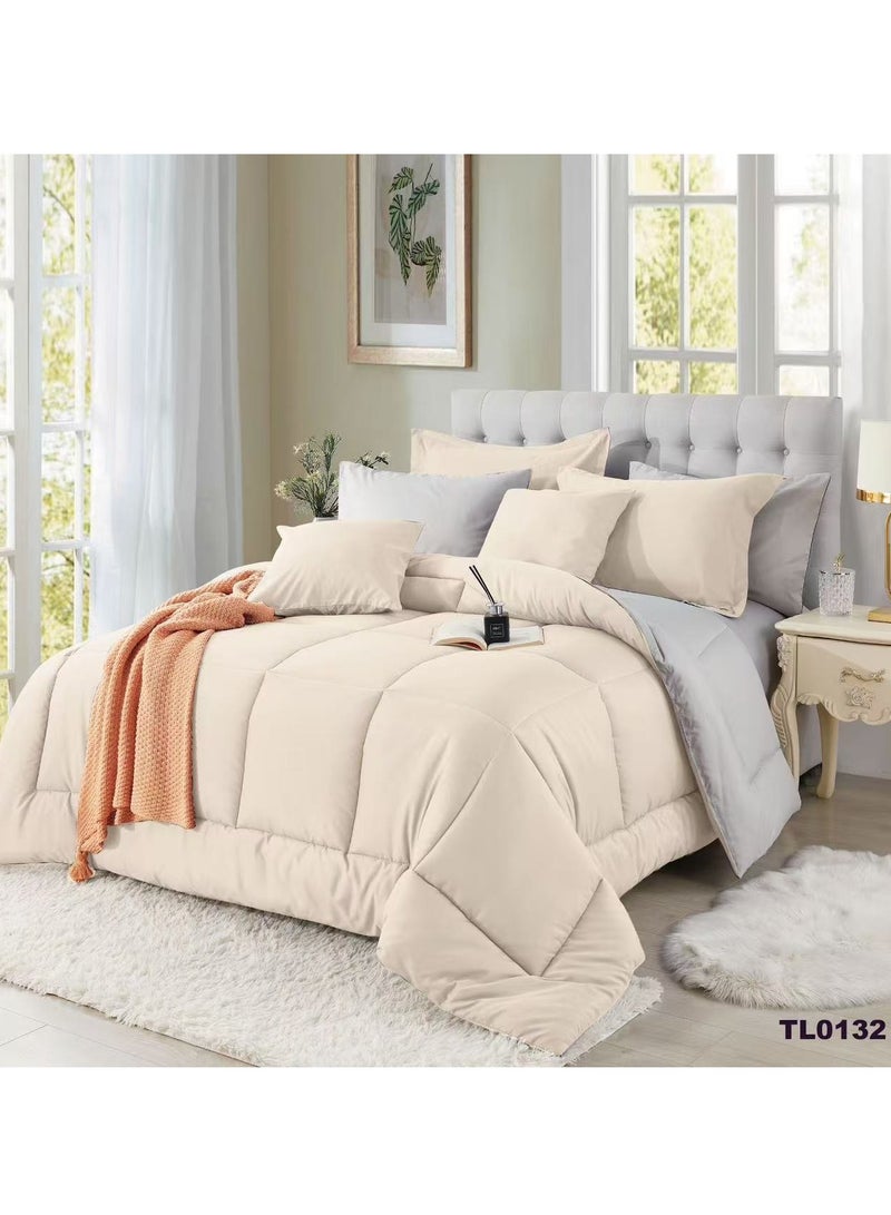 Cotton Filling Comforter 8 Pieces Set ,Soft Microfiber Fabric,  Double Size 240x 220 cm, Hotel Comforter