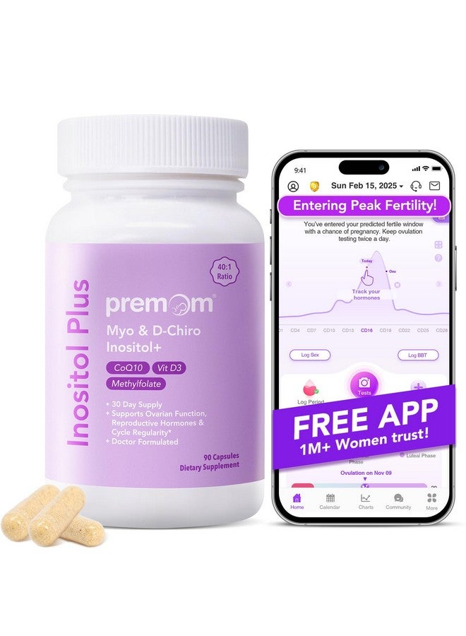 Premom بريموم إينوزيتول بلس - 2000 ملغ ميو-إينوزيتول و 50 ملغ دي-كيرو إينوزيتول، كيو10، حمض الفوليك وفيتامين د3 - نسبة 40:1 - يدعم التوازن الهرموني، صحة المبايض والتكاثر - إمداد لمدة 30 يومًا - Image 1