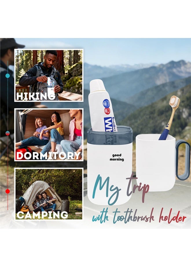 Blue Portable Travel Toothbrush Holder With Cover For Camping Dorm Home - Image 4