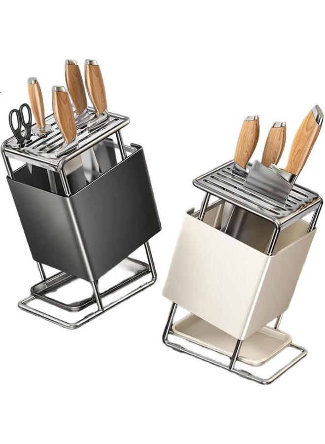 Jibaiju Jibai Kitchen Knife Holder Storage Rack, Chopstick Cage, Countertop Organizer For Kitchen Knives, Multifunctional Knife Storage Rack With Water Tray - Image 3
