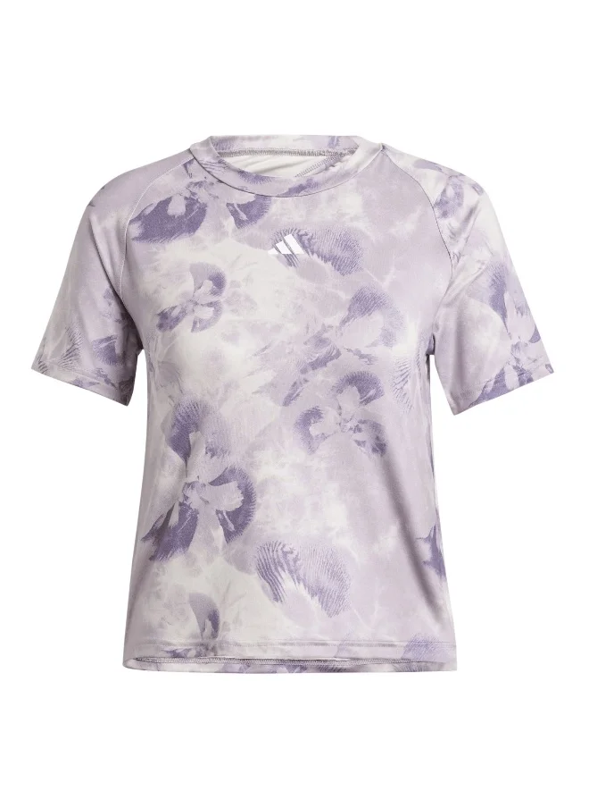 اديداس adidas Aop Flower Tee Pink Training T-Shirts 2XS