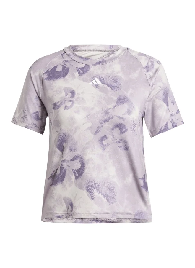 اديداس adidas Aop Flower Tee Pink Training T-Shirts 2XS