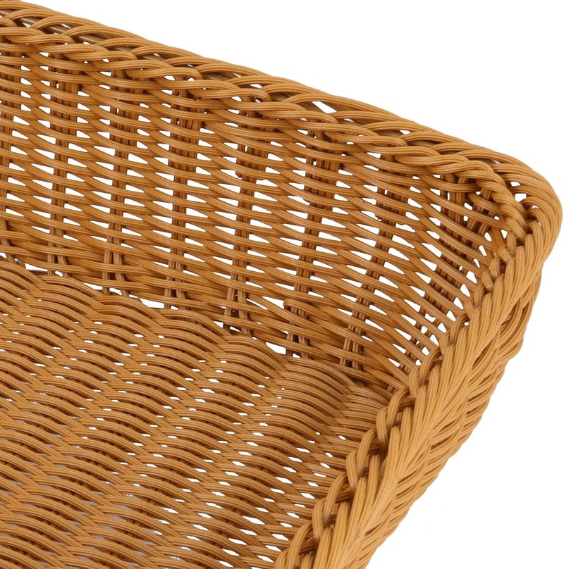 SHEUTSAN 3 Pack 157 x 118 Inch Poly Wicker Woven Bread Baskets Rectangle Handmade Rattan Woven Pantry Organizer Storage Basket Tabletop Food Serving Baskets for Bread Vegetable Fruit Food Brown - Image 3