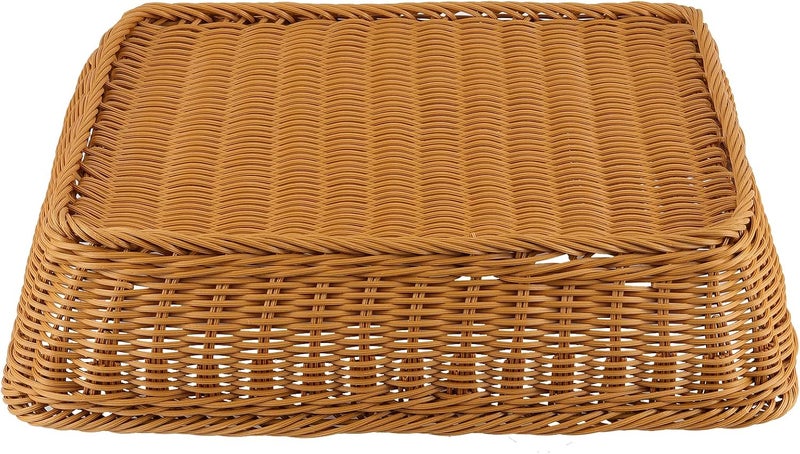 SHEUTSAN 3 Pack 157 x 118 Inch Poly Wicker Woven Bread Baskets Rectangle Handmade Rattan Woven Pantry Organizer Storage Basket Tabletop Food Serving Baskets for Bread Vegetable Fruit Food Brown - Image 5