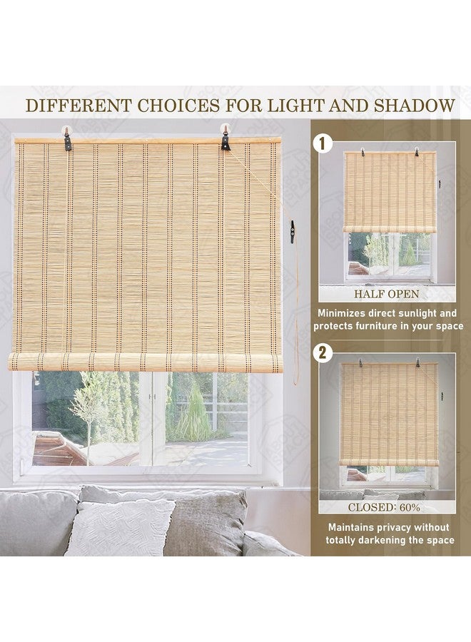 ABOUT SPACE 2 Pcs Bamboo Curtains - W 3 ft x H 6 ft - Rope Mechanism Roll Up Down Bamboo Shade for Sunlight, Dust Protection Window Chick Blinds for Balcony, Restaurant, Dhaba, Hotel, Resort - Image 4