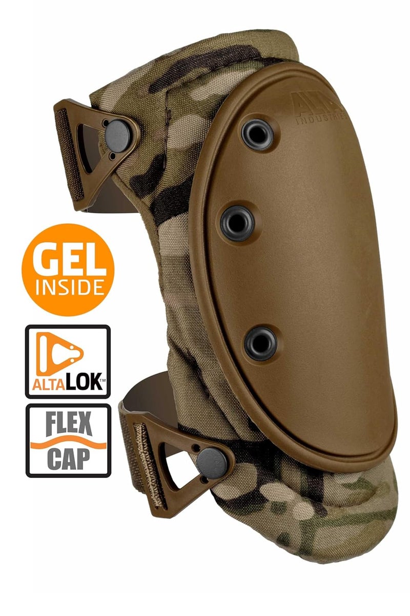 Alta 50453.16 AltaFLEX Gel Insert Heavy Duty Knee Protector Pad, MultiCAM Cordura Nylon Fabric, AltaLOK Fastening, Flexible Cap, Long, Coyote - Image 2