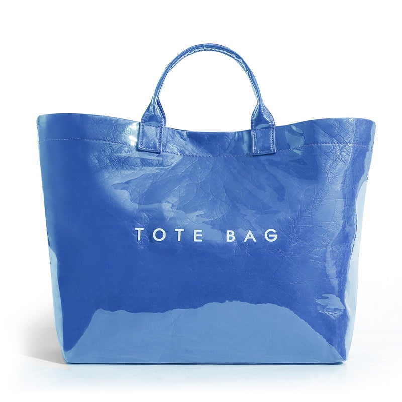 Lushandy PVC Tote Bag for Women Large Plastic Tote Bag for Work Letter Print Hobo bag Kraft Paper Work Handbags Purses - Image 1