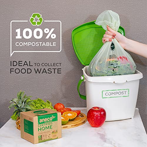 Aneco (Include 10 Bonus Bags) ANECO 100% Compostable Waste Bags 2.6 Gallon, Extra Thick Kitchen Small Compost Bags for Countertop Bin, 110 Count (100 + 10 Extra) - Image 3