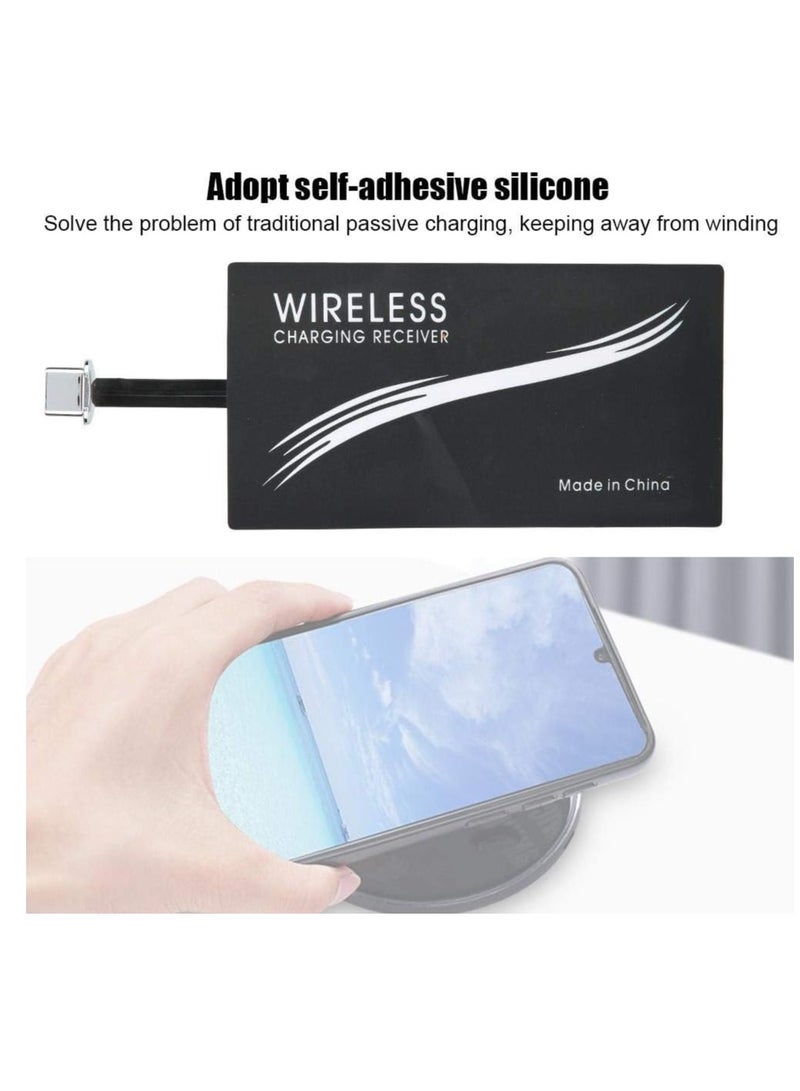SYOSI 2Pcs Type C QI Wireless Charging Receiver Ultra Thin QI Wireless Receiver, Electromagnetic Induction 1000mA Fast Charging Qi Coil Receiver for All Type C Cell Phones - Image 3