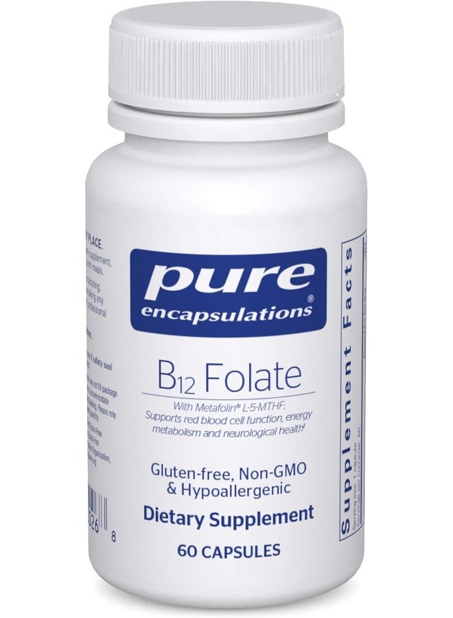 Pure Encapsulations B12 Folate | Energy Supplement to Support Well Being, Nerves, and Cognitive Health* | 60 Capsules - Image 1