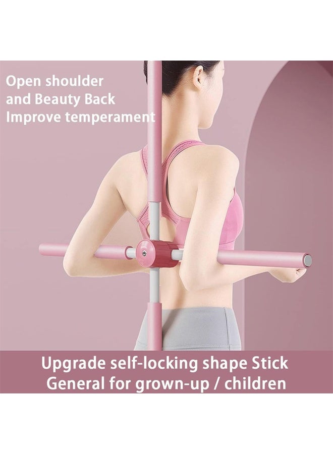 DUNISO Yoga Sticks Stretching Tool，Posture Corrector for Adult Kids, Yoga Body Sticks for Posture Corrector, Humpback Correction Stick, Multipurpose Retractable Design for Back Brace Posture Corrector ，Pink - Image 3