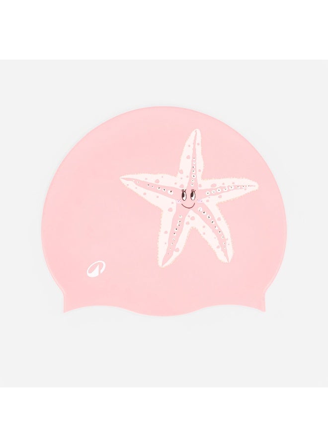 ديكاتلون قبعة سباحة من السيليكون - قبعة سباحة للأطفال مقاومة للماء مع ملاءمة مضادة للانزلاق وتصميم نجمة بحر لطيف (وردي) - Image 1