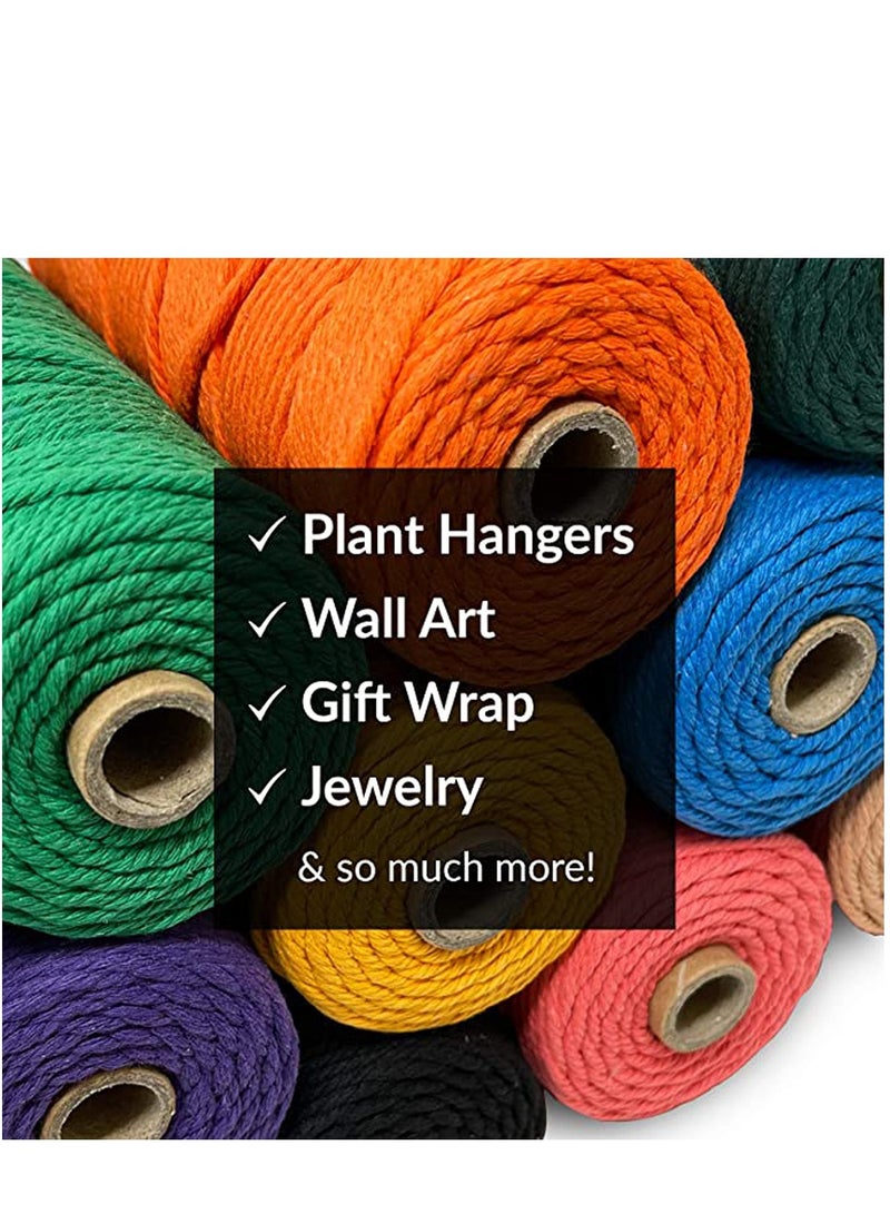 Excefore Macrame Cord, Gold 100% Cotton Cord Rope for Macrame 3 mm Natural and Colored Craft String Yarn Materials 100 m Long - Image 4