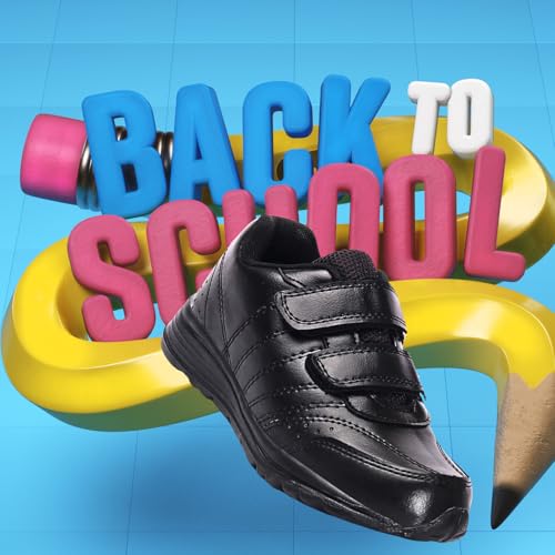 TRASE School Shoes Black for Boys & Girls | Velcro Strap | Lightweight & Comfortable | Anti-Skid Sole | All Day Wear (Black, 12 UK) - Image 5